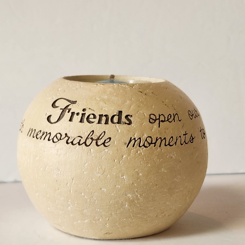 "Friends Open Our Hearts And Fill Our Lives" Spherical Tealight Holder